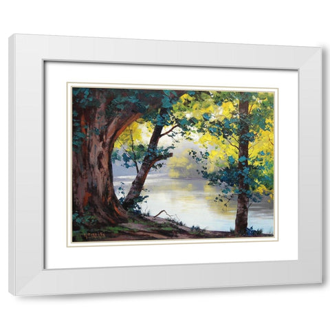 Tumut River NSW White Modern Wood Framed Art Print with Double Matting by Gercken, Graham