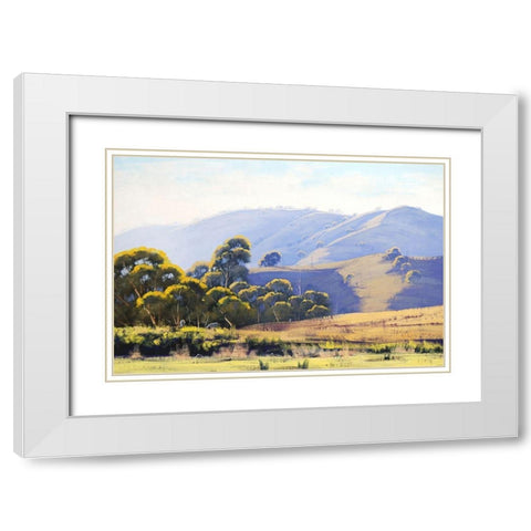 Strath Creek Hills Australia White Modern Wood Framed Art Print with Double Matting by Gercken, Graham