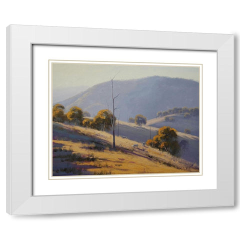 Sheep Grazing White Modern Wood Framed Art Print with Double Matting by Gercken, Graham