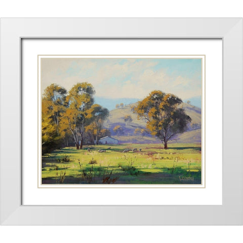 Sheep Farm White Modern Wood Framed Art Print with Double Matting by Gercken, Graham