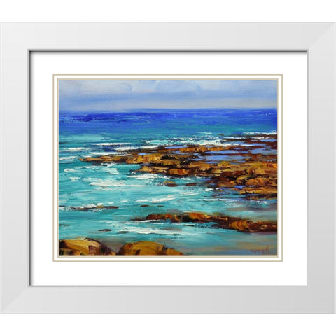 Rocks and Surf White Modern Wood Framed Art Print with Double Matting by Gercken, Graham