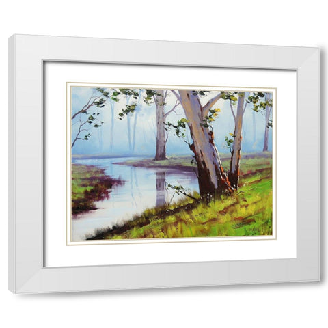 Riverside Gums White Modern Wood Framed Art Print with Double Matting by Gercken, Graham