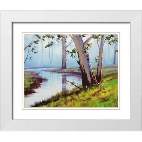 Riverside Gums White Modern Wood Framed Art Print with Double Matting by Gercken, Graham