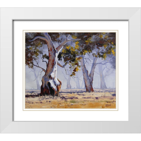 MÃ­sty Gums Australia White Modern Wood Framed Art Print with Double Matting by Gercken, Graham