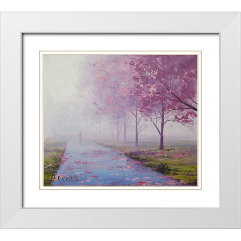 MÃ­sty Landscape White Modern Wood Framed Art Print with Double Matting by Gercken, Graham