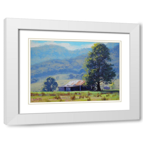Hartley Farm Shed White Modern Wood Framed Art Print with Double Matting by Gercken, Graham