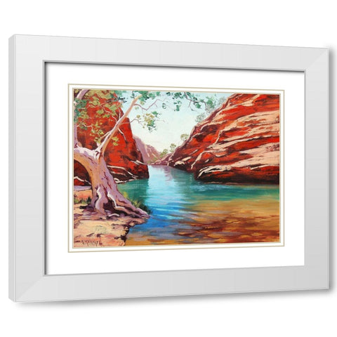 Outback Billabong White Modern Wood Framed Art Print with Double Matting by Gercken, Graham
