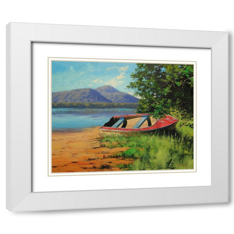 Patonga Shoreline White Modern Wood Framed Art Print with Double Matting by Gercken, Graham