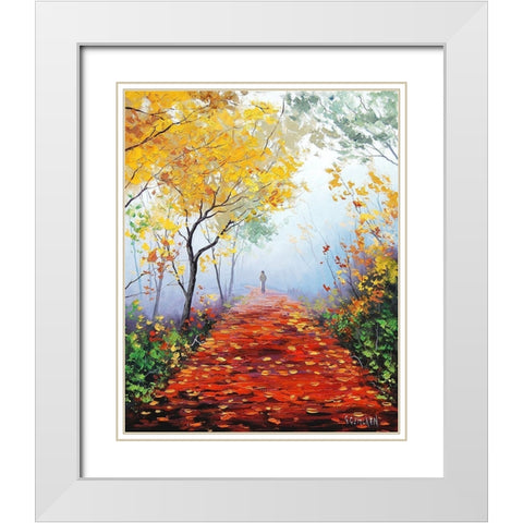 Autumn Track White Modern Wood Framed Art Print with Double Matting by Gercken, Graham