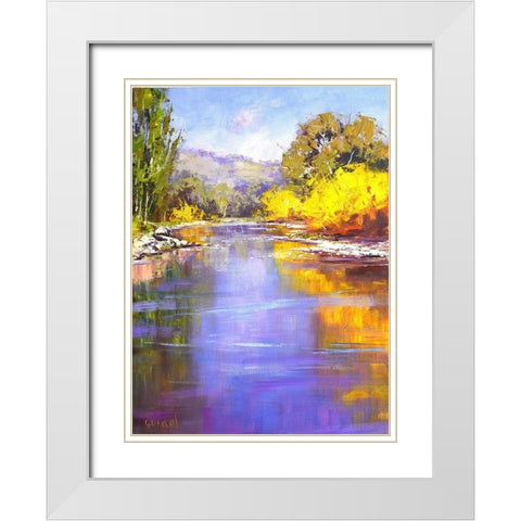 Autumn River White Modern Wood Framed Art Print with Double Matting by Gercken, Graham