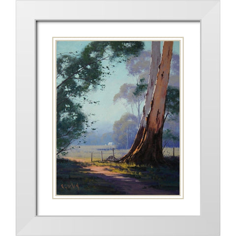 Kangaroo Landscape White Modern Wood Framed Art Print with Double Matting by Gercken, Graham
