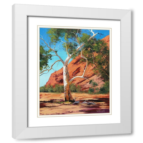 Outback Gum Tree White Modern Wood Framed Art Print with Double Matting by Gercken, Graham