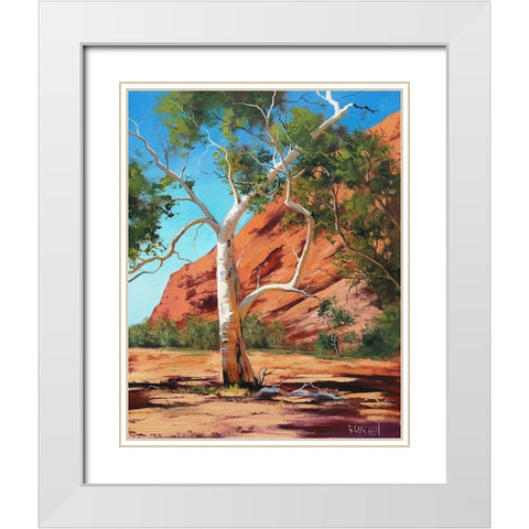 Outback Gum Tree White Modern Wood Framed Art Print with Double Matting by Gercken, Graham