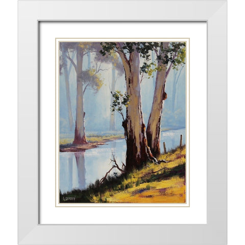 River Gum Trees White Modern Wood Framed Art Print with Double Matting by Gercken, Graham
