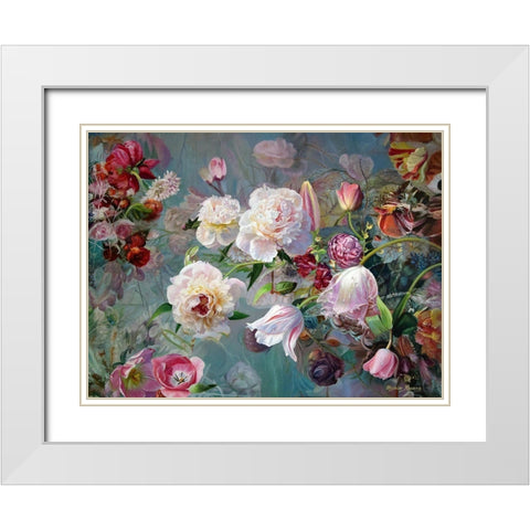 Floral Composition White Modern Wood Framed Art Print with Double Matting by Kopania, Zbigniew