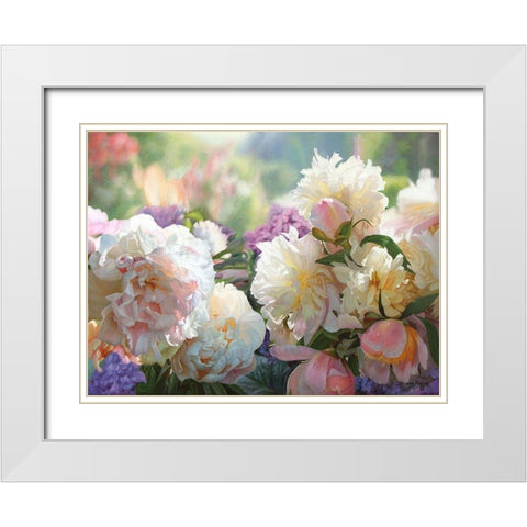 Peonies in the Morning White Modern Wood Framed Art Print with Double Matting by Kopania, Zbigniew