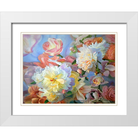 Peonies painted with the Hope White Modern Wood Framed Art Print with Double Matting by Kopania, Zbigniew