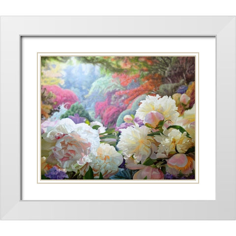 Peonies with Rhododendron White Modern Wood Framed Art Print with Double Matting by Kopania, Zbigniew