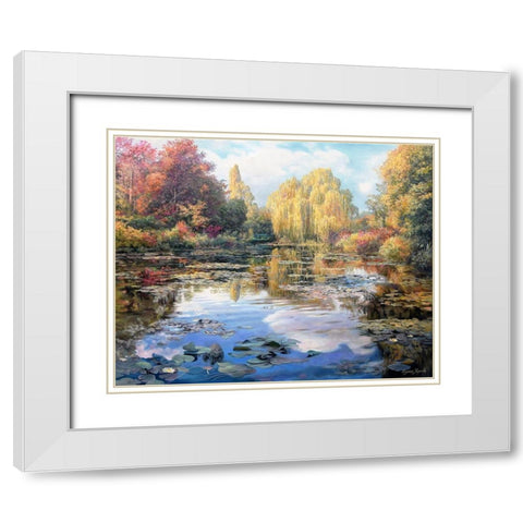 A Garden Monet Style II White Modern Wood Framed Art Print with Double Matting by Kopania, Zbigniew