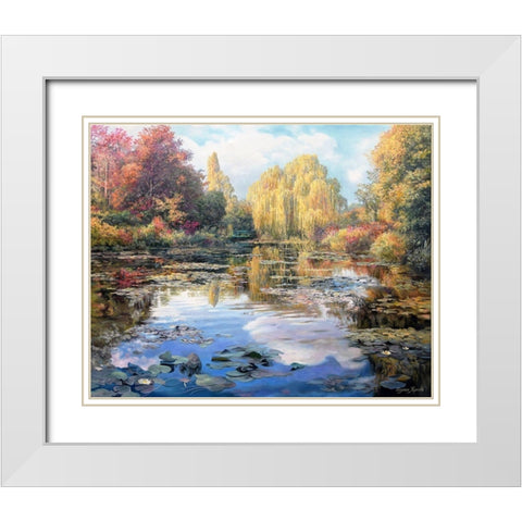A Garden Monet Style II White Modern Wood Framed Art Print with Double Matting by Kopania, Zbigniew