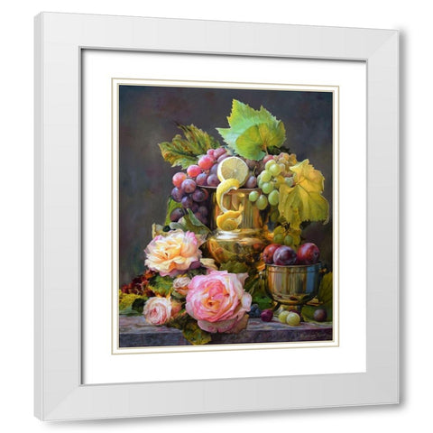 Still life with Roses White Modern Wood Framed Art Print with Double Matting by Kopania, Zbigniew
