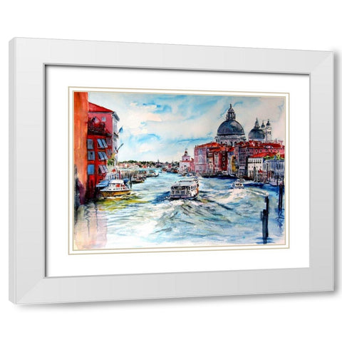 Venice White Modern Wood Framed Art Print with Double Matting by Kovacs, Anna Brigite