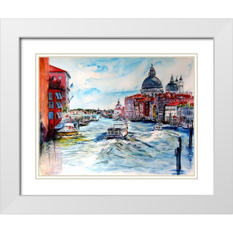 Venice White Modern Wood Framed Art Print with Double Matting by Kovacs, Anna Brigite