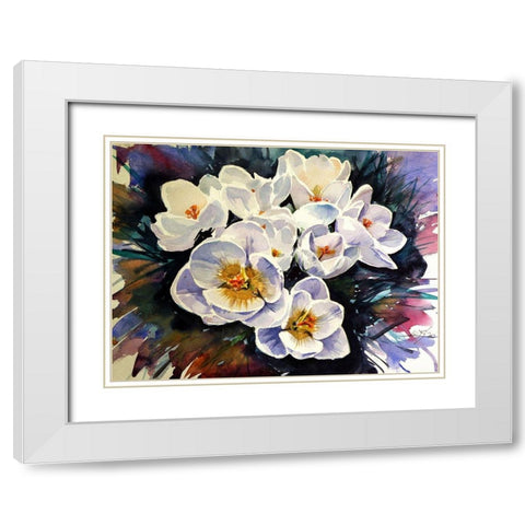 Crocus White Modern Wood Framed Art Print with Double Matting by Kovacs, Anna Brigite