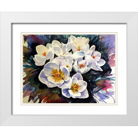 Crocus White Modern Wood Framed Art Print with Double Matting by Kovacs, Anna Brigite