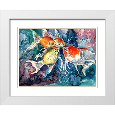 Colorful Fish White Modern Wood Framed Art Print with Double Matting by Kovacs, Anna Brigite