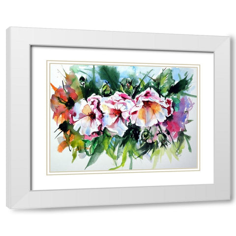 Flowers in the Garden White Modern Wood Framed Art Print with Double Matting by Kovacs, Anna Brigite