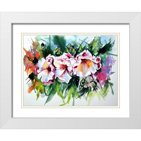 Flowers in the Garden White Modern Wood Framed Art Print with Double Matting by Kovacs, Anna Brigite