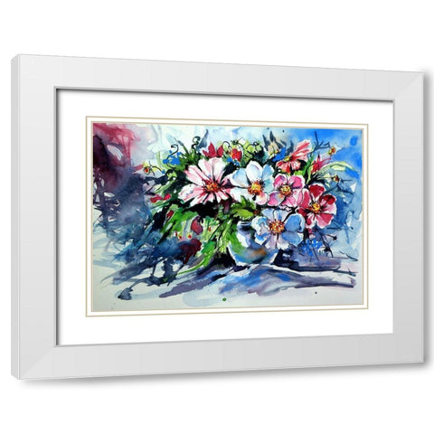 Still Life with Wildflowers White Modern Wood Framed Art Print with Double Matting by Kovacs, Anna Brigite