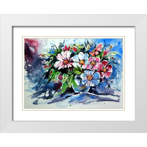 Still Life with Wildflowers White Modern Wood Framed Art Print with Double Matting by Kovacs, Anna Brigite