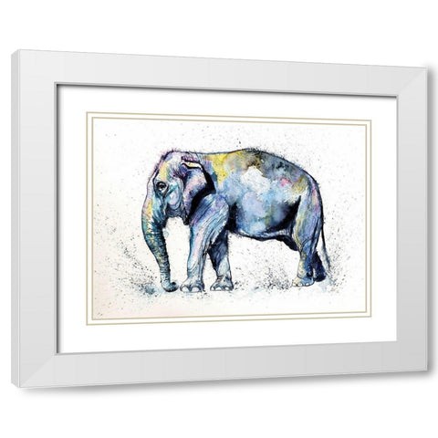 Elephant in Purple White Modern Wood Framed Art Print with Double Matting by Kovacs, Anna Brigite