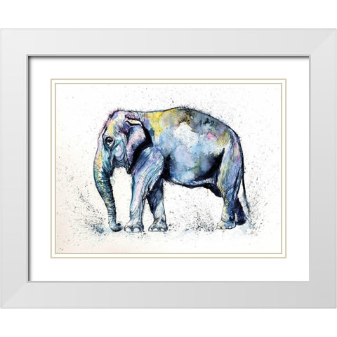 Elephant in Purple White Modern Wood Framed Art Print with Double Matting by Kovacs, Anna Brigite