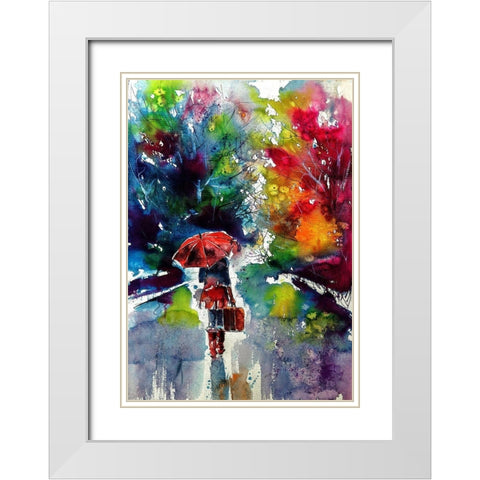 Walk Alone White Modern Wood Framed Art Print with Double Matting by Kovacs, Anna Brigite