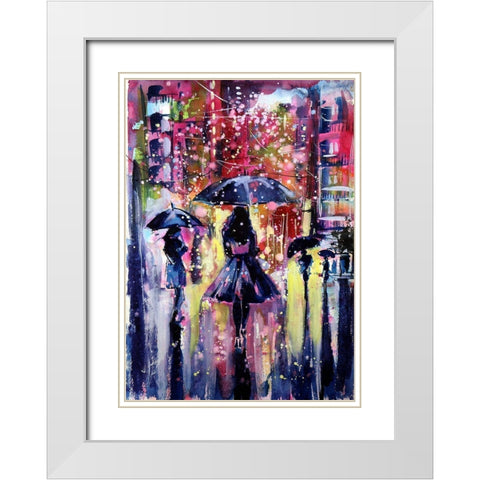 Snowfall in the Evening White Modern Wood Framed Art Print with Double Matting by Kovacs, Anna Brigite
