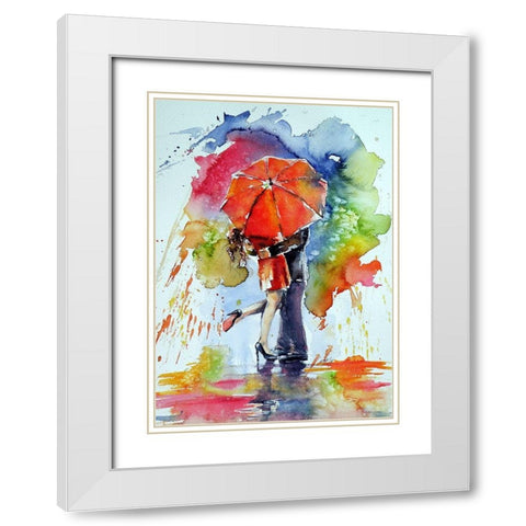 Raining and Love White Modern Wood Framed Art Print with Double Matting by Kovacs, Anna Brigite