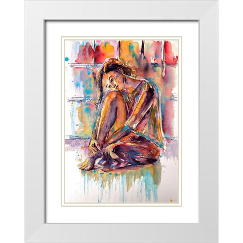 Dreaming Beauty Girl White Modern Wood Framed Art Print with Double Matting by Kovacs, Anna Brigite
