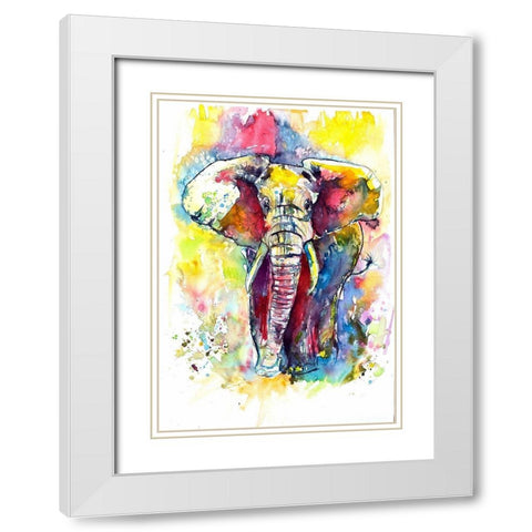 Elephant in the Front White Modern Wood Framed Art Print with Double Matting by Kovacs, Anna Brigite