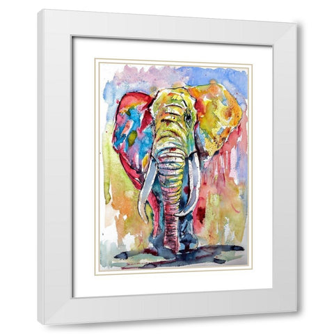 Majestic African Elephant White Modern Wood Framed Art Print with Double Matting by Kovacs, Anna Brigite