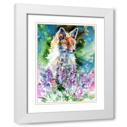 Red Fox with Lavender White Modern Wood Framed Art Print with Double Matting by Kovacs, Anna Brigite