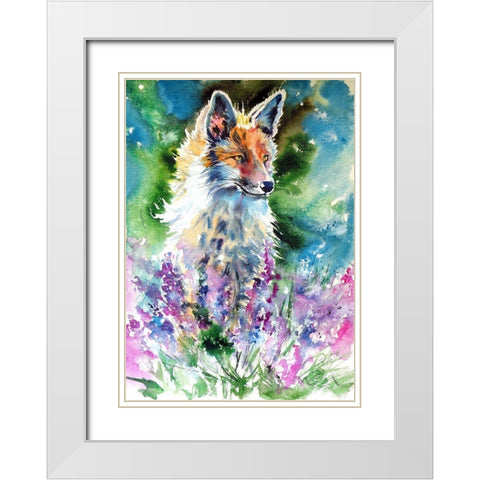 Red Fox with Lavender White Modern Wood Framed Art Print with Double Matting by Kovacs, Anna Brigite