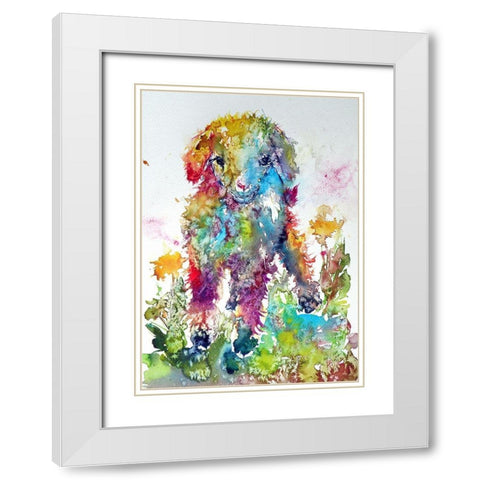 Goat in Grass White Modern Wood Framed Art Print with Double Matting by Kovacs, Anna Brigite