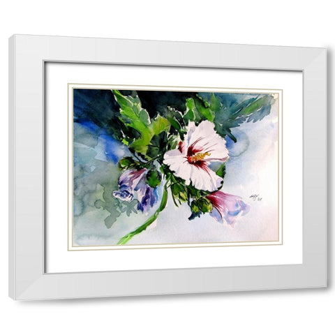 Mallow White Modern Wood Framed Art Print with Double Matting by Kovacs, Anna Brigite