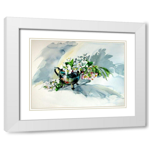 Still Life with Floral White Modern Wood Framed Art Print with Double Matting by Kovacs, Anna Brigite