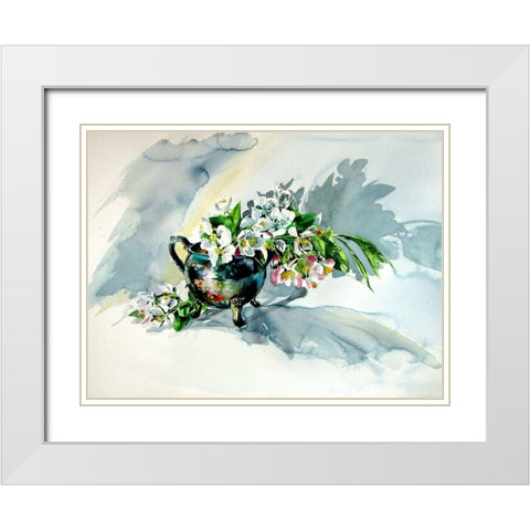 Still Life with Floral White Modern Wood Framed Art Print with Double Matting by Kovacs, Anna Brigite