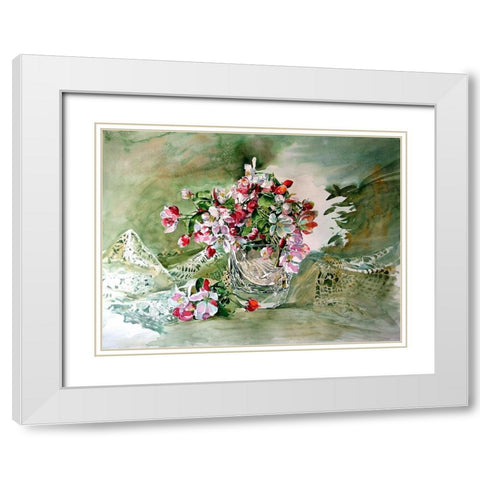 Still Life with Flowering Branch White Modern Wood Framed Art Print with Double Matting by Kovacs, Anna Brigite