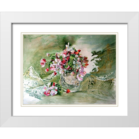 Still Life with Flowering Branch White Modern Wood Framed Art Print with Double Matting by Kovacs, Anna Brigite